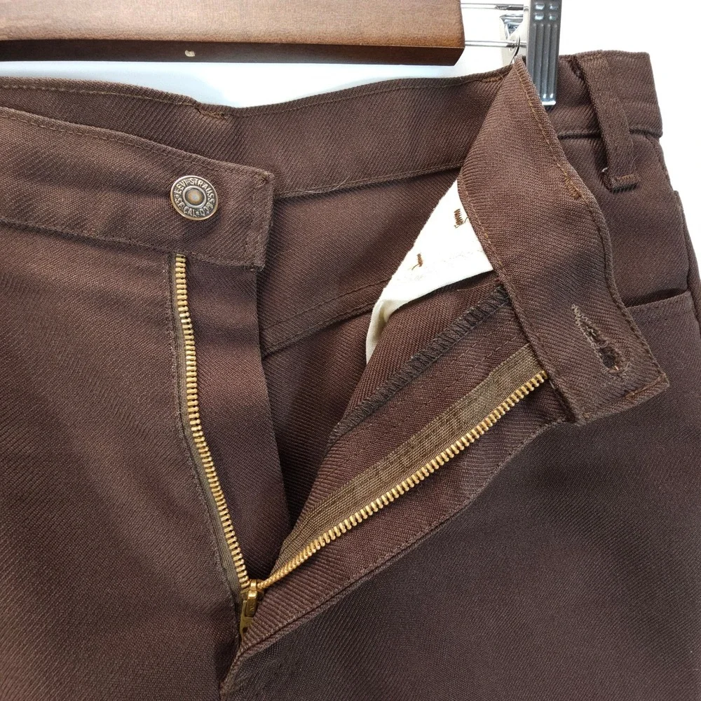 Vintage Levis 517 Mens 33x31 Brown‎ Sta-Prest Gold Tab Flared Bootcut Pants